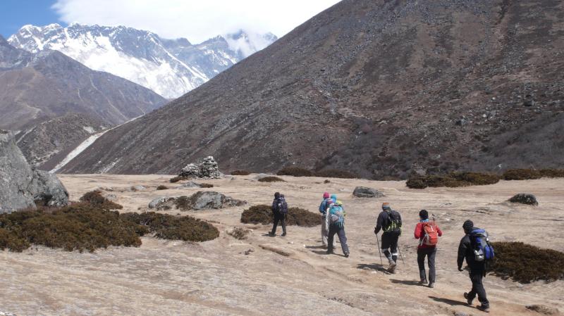 The family was joined by three other hikers on their trip to the base of Everest. COURTESY JANE TUCKER